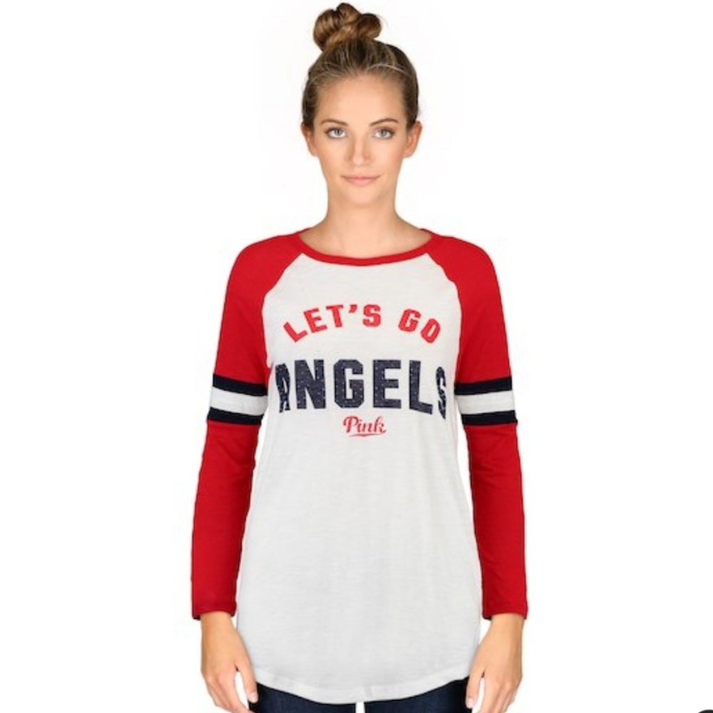 Pink Los Angeles Angel's Baseball Tee